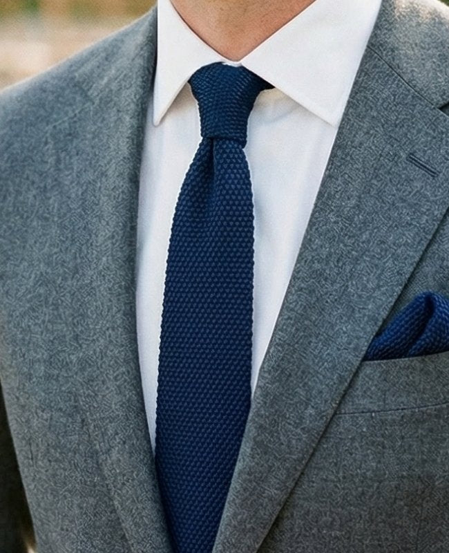 Corbata Azul n°2 Hombre en Punto «Léon»