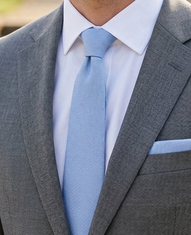 Corbata Azul n°3 Hombre en Algodón «Edgard»