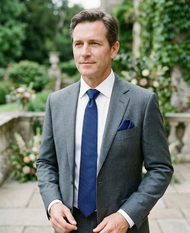 Corbata Azul n°3 Hombre en Poliéster «Martin»