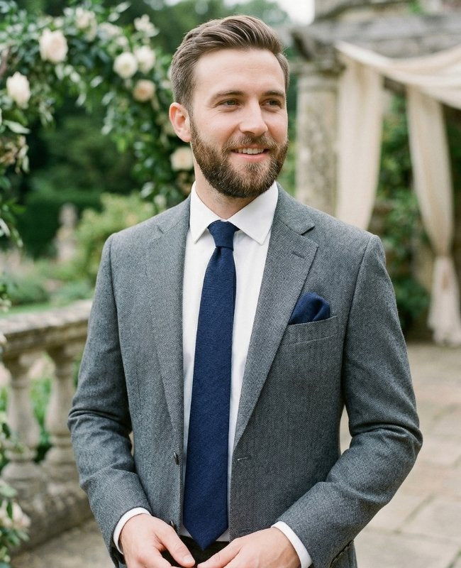 Corbata Azul n°5 Hombre en Lino «Basile»