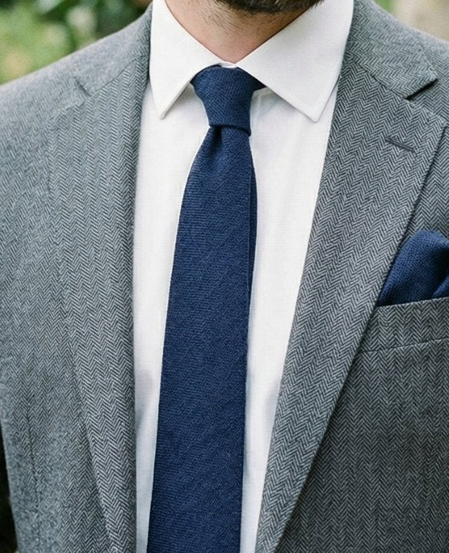 Corbata Azul n°5 Hombre en Lino «Basile»