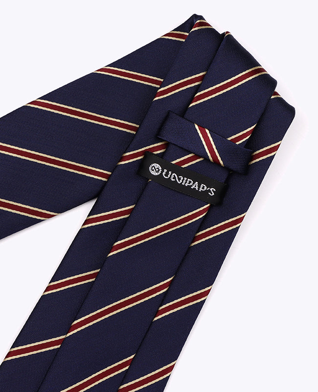 Corbata Azul De Rayas Hombre en Poliéster «Edmond»