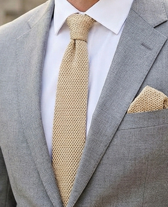 Corbata Dorado Hombre en Punto «Léon»
