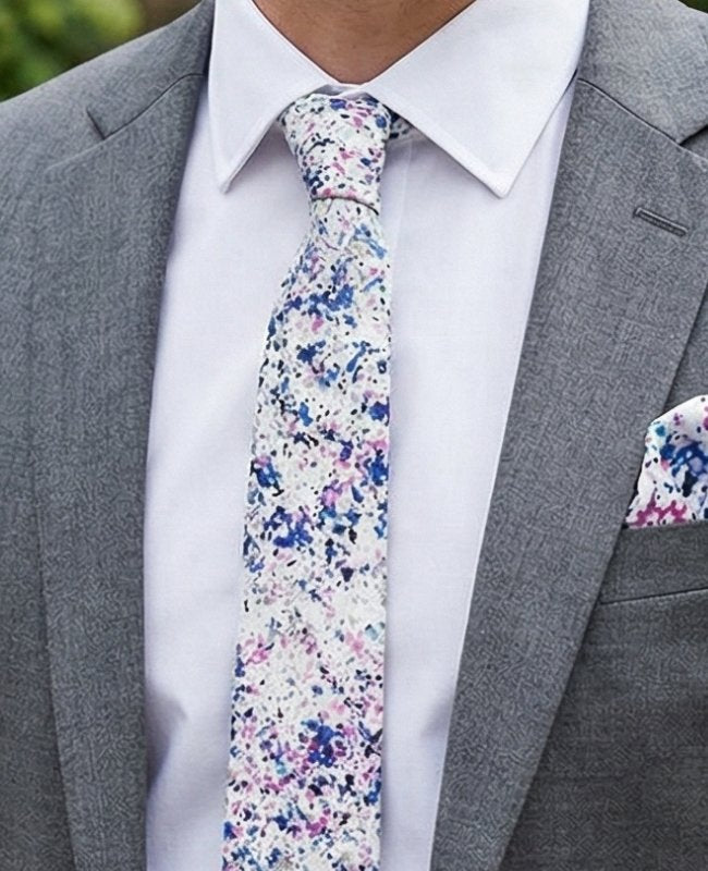 Corbata Liberty Blanco n°1 Hombre en Algodón «Charles»