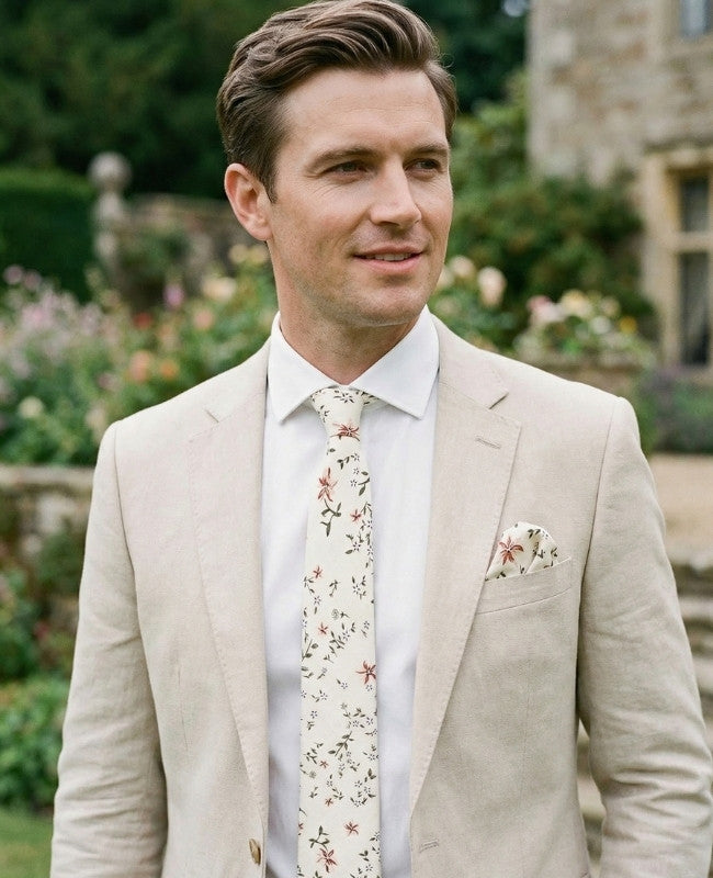 Cravate Liberty Blanc n°8 Homme en Coton «Charles»