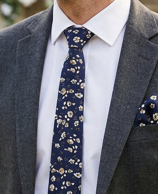 Cravate Liberty Bleu n°13 Homme en Coton «Gaspard»