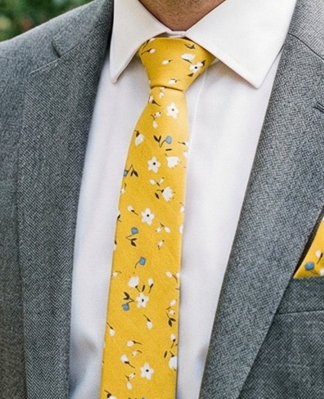 Cravate Liberty Jaune Homme en Coton «Gaspard»