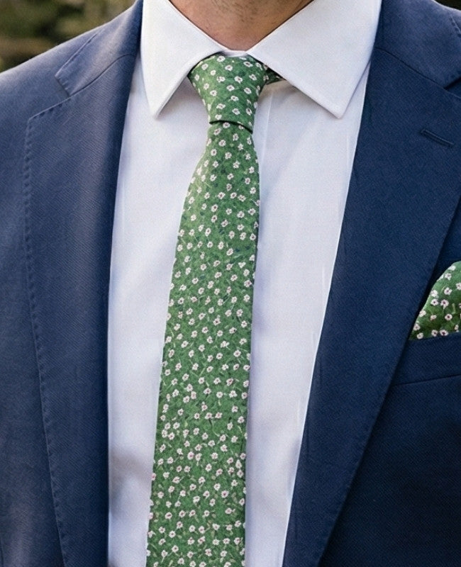 Cravate Liberty Vert n°1 Homme en Coton «Gaspard»