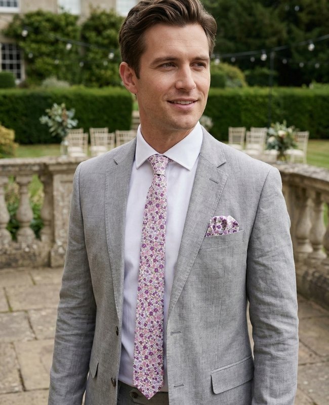 Corbata Liberty Violeta Hombre en Algodón «Gaspard»