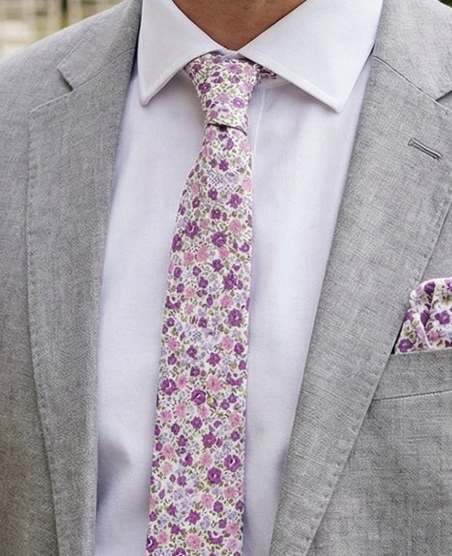 Corbata Liberty Violeta Hombre en Algodón «Gaspard»