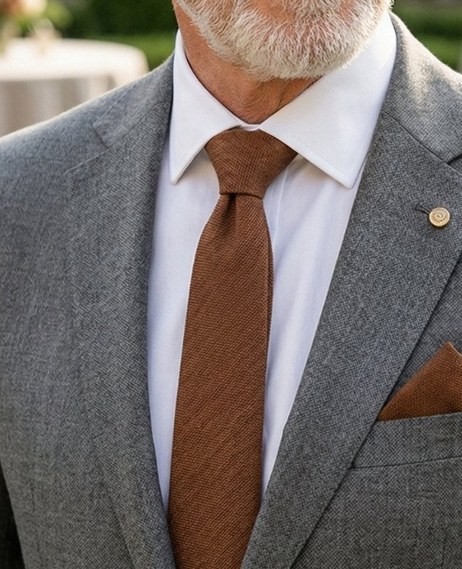Corbata Marrón n°1 Hombre en Lino «Basile»