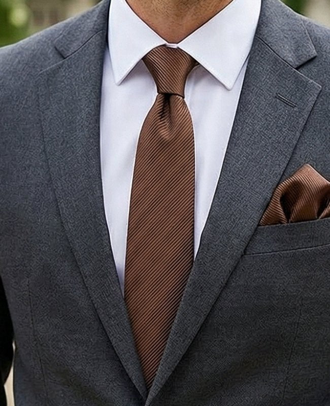 Corbata Marrón Hombre en Poliéster «Lucien»