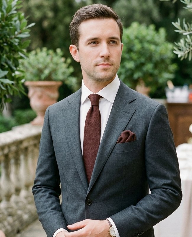 Corbata Marrón n°2 Hombre en Lino «Basile»