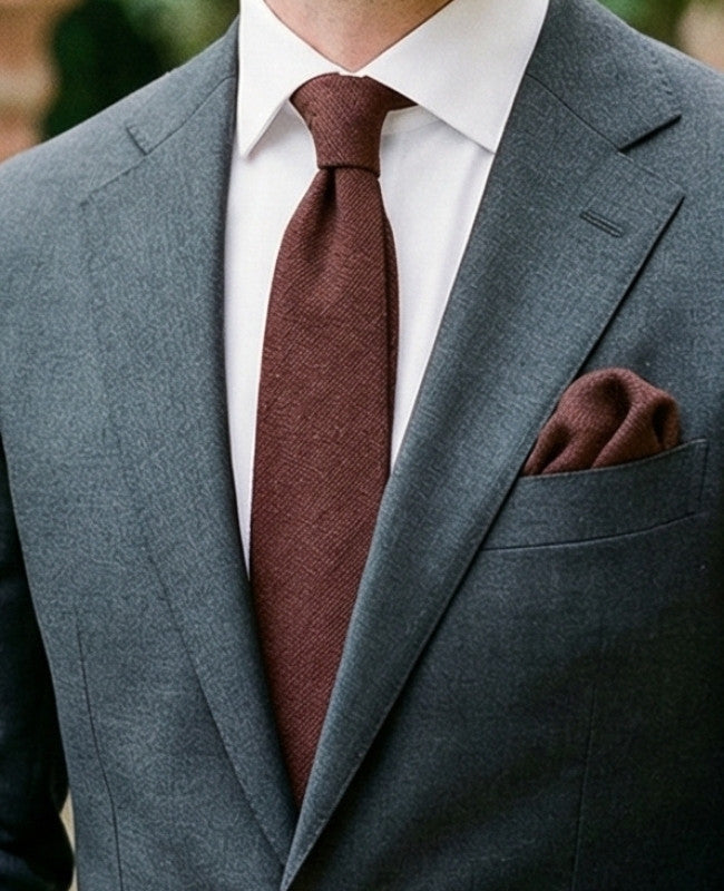 Corbata Marrón n°2 Hombre en Lino «Basile»