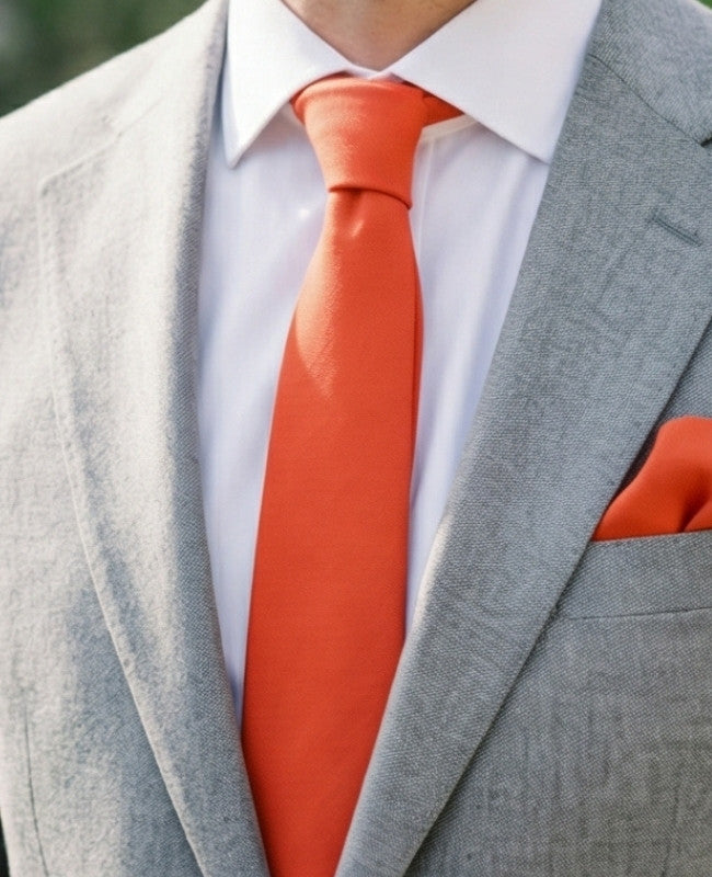 Corbata Naranja n°1 Hombre en Lino «Basile»