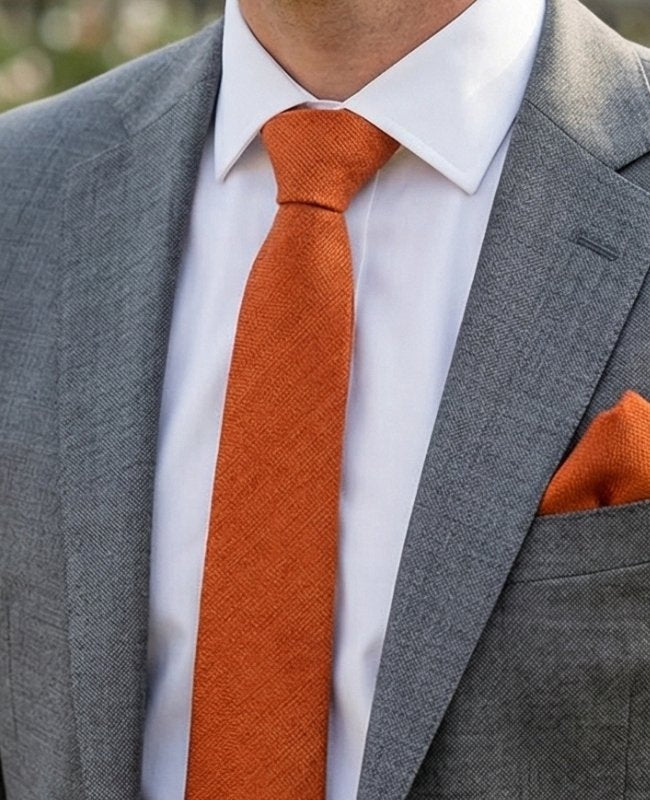 Corbata Terracota n°1 Hombre en Efecto Terciopelo «Simon»