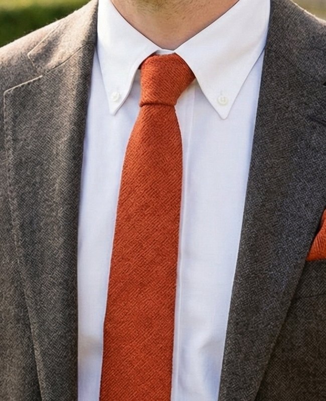 Corbata Terracota n°2 Hombre en Efecto Terciopelo «Simon»