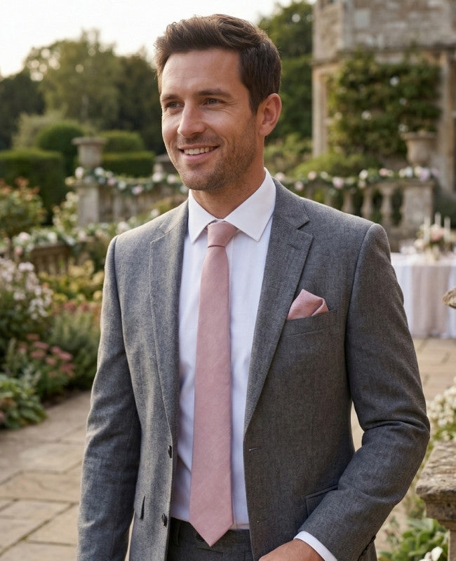 Corbata Rosa n°3 Hombre en Algodón «Edgard»