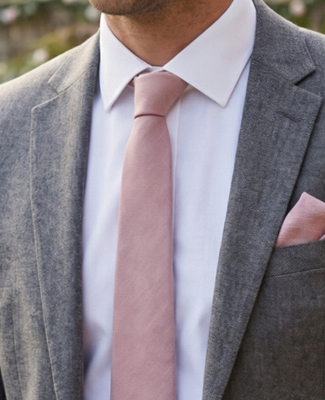 Corbata Rosa n°3 Hombre en Algodón «Edgard»