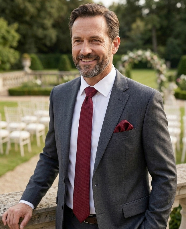 Corbata Rojo n°1 Hombre en Poliéster «Martin»