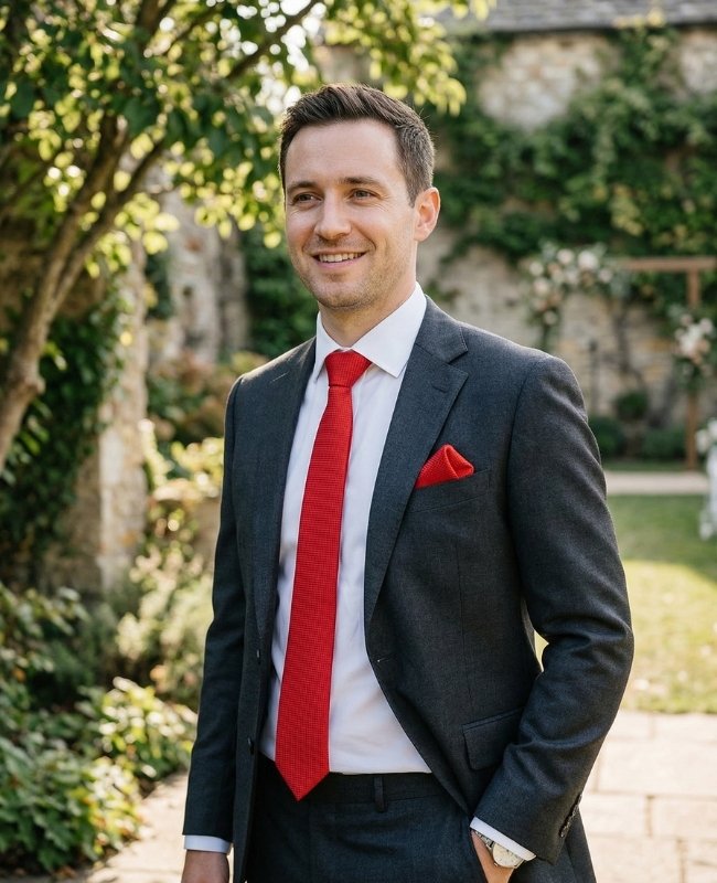 Corbata Rojo n°2 Hombre en Poliéster «Martin»