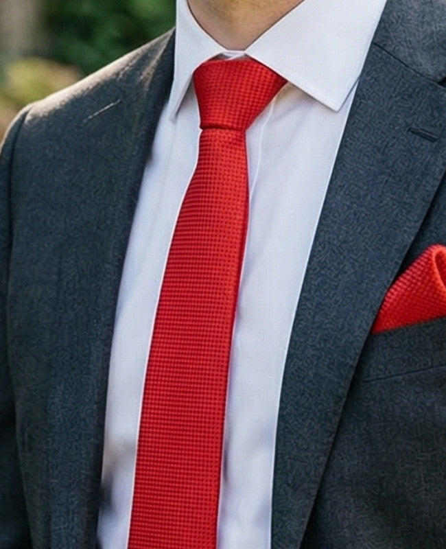 Corbata Rojo n°2 Hombre en Poliéster «Martin»