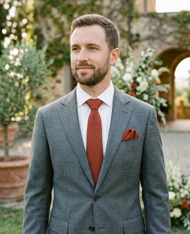 Corbata Terracota Hombre en Algodón «Edgard»