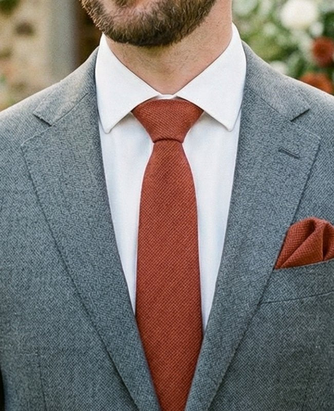 Corbata Terracota Hombre en Algodón «Edgard»