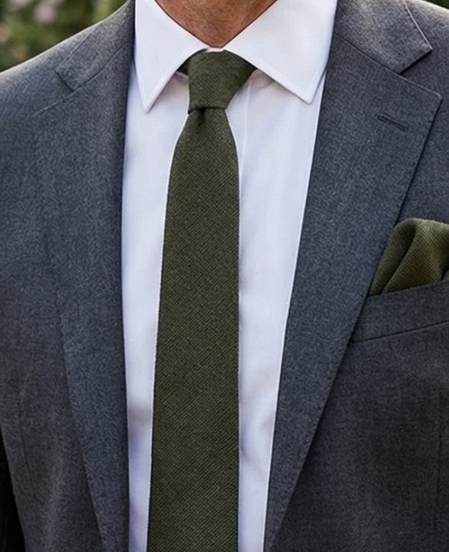 Corbata Verde n°1 Hombre en Lino «Basile»