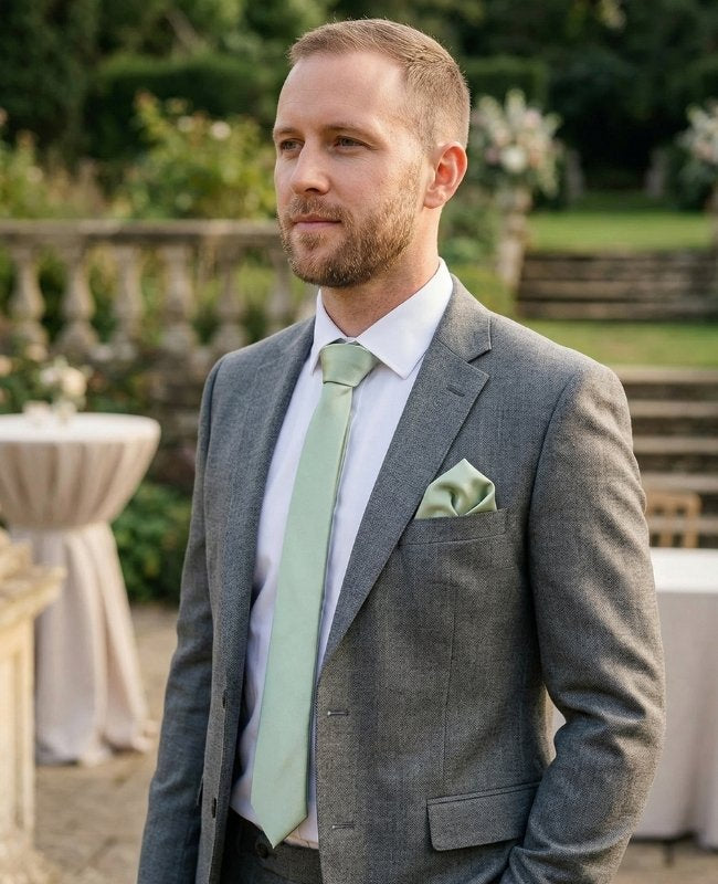 Corbata Verde n°1 Hombre en Poliéster «Anatole»