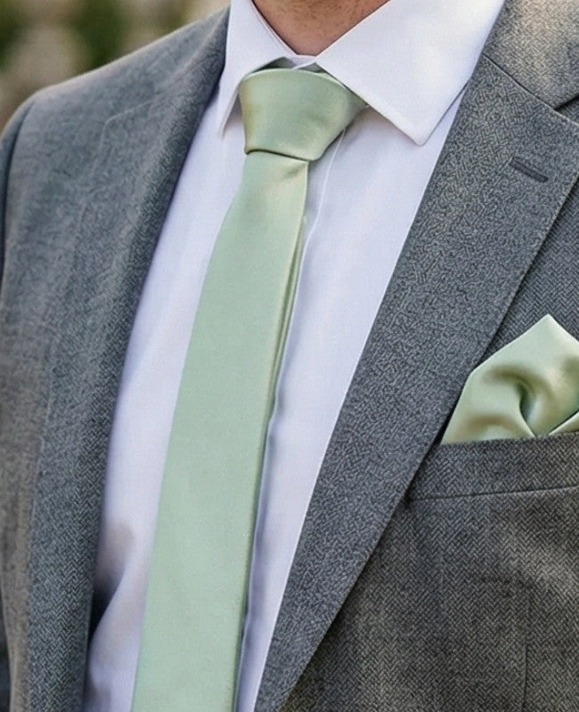 Corbata Verde n°1 Hombre en Poliéster «Anatole»