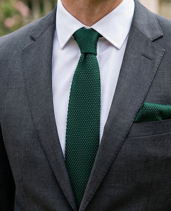 Corbata Verde n°1 Hombre en Punto «Léon»