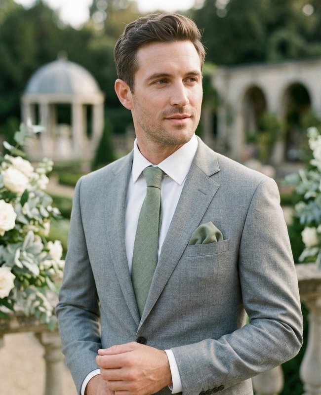 Corbata Verde n°2 Hombre en Algodón «Edgard»