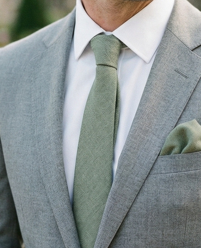 Corbata Verde n°2 Hombre en Algodón «Edgard»