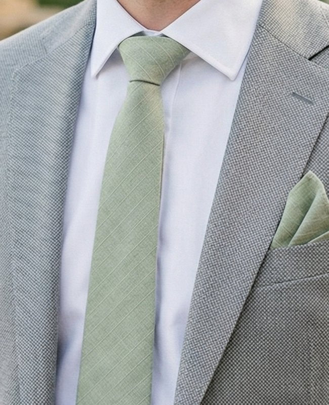 Corbata Verde n°2 Hombre en Algodón «Oscar»