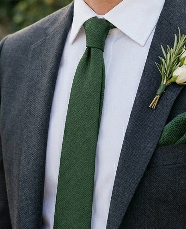 Corbata Verde n°2 Hombre en Lino «Basile»