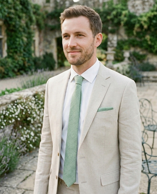 Corbata Verde n°2 Hombre en Efecto Terciopelo «Simon»
