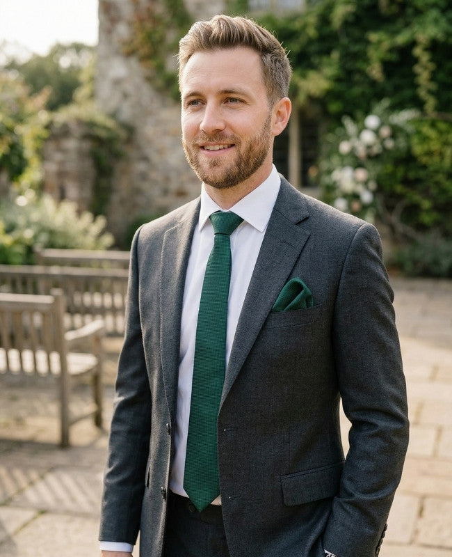 Corbata Verde n°2 Hombre en Poliéster «Martin»