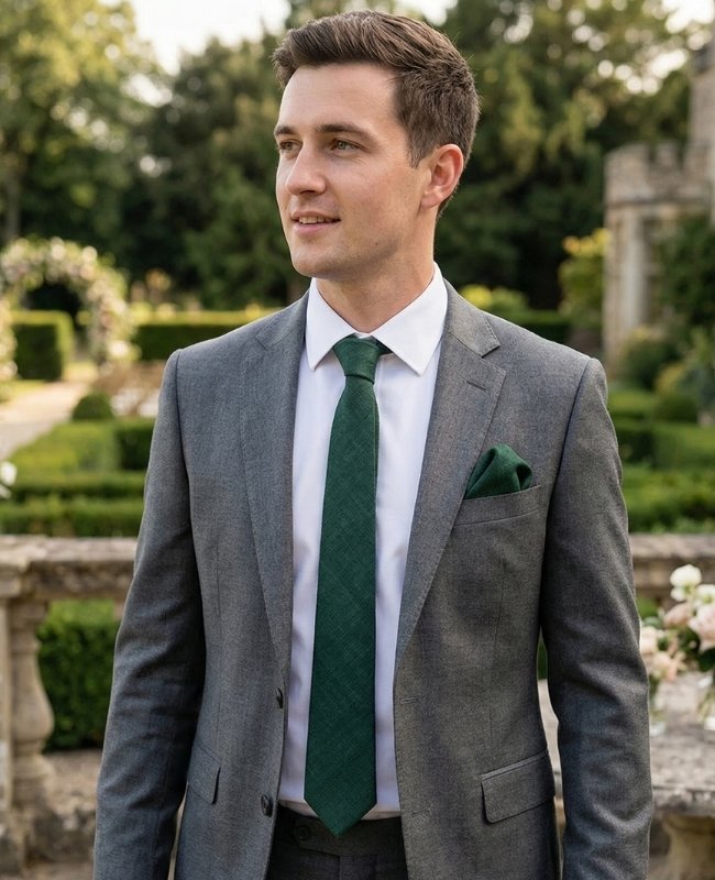 Corbata Verde n°4 Hombre en Lino «Basile»