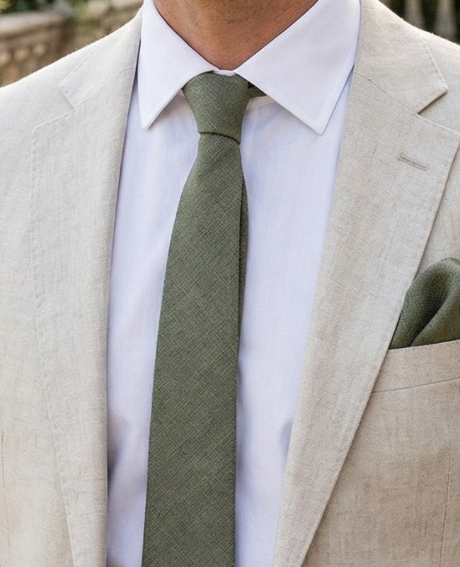 Corbata Verde n°5 Hombre en Algodón «Oscar»