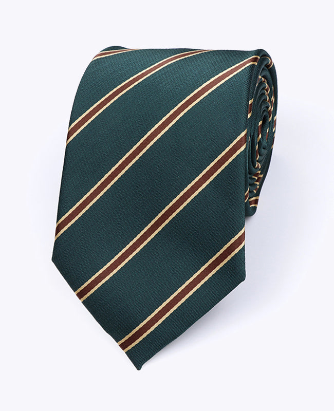 Corbata Verde De Rayas Hombre en Poliéster «Edmond»