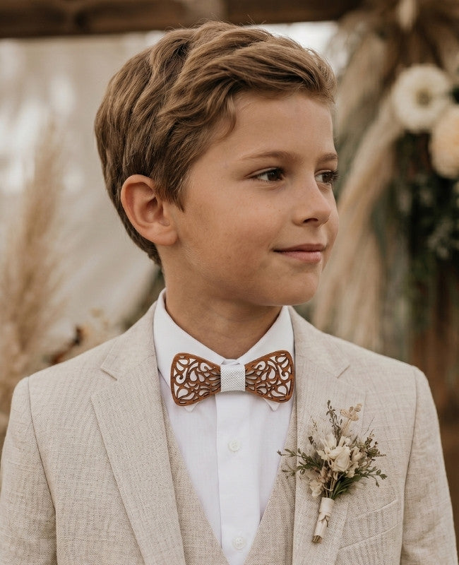 Pajarita Blanco Niños de Madera «Hercule»