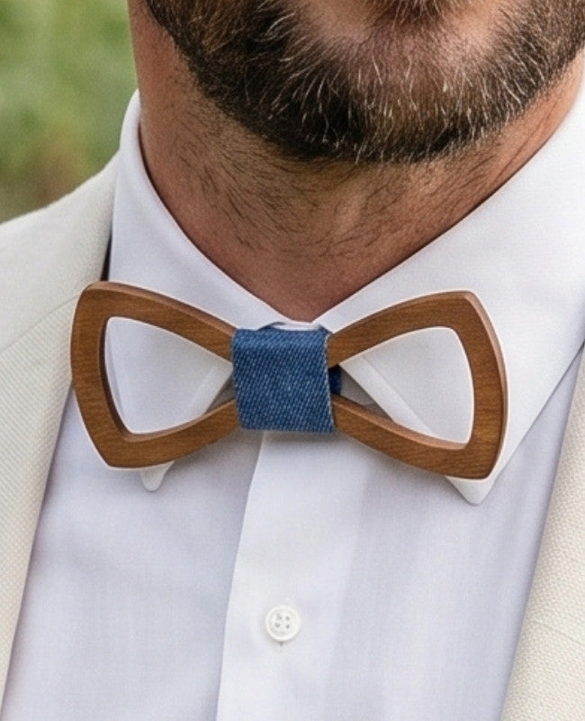 Pajarita Azul Hombre en Madera «Émile»
