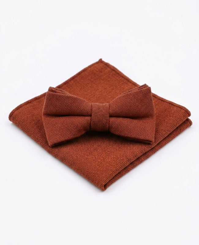 Pajarita Niños + Pañuelo de bolsillo Terracota en Algodón «Edgard»