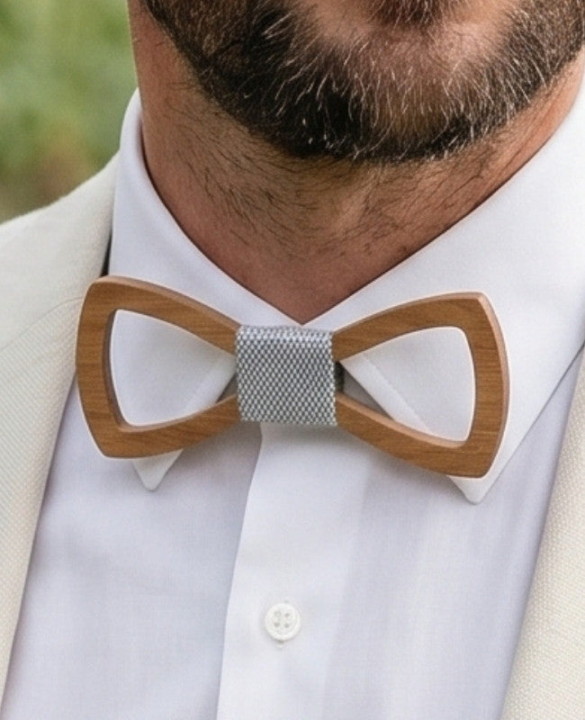 Pajarita Gris Hombre en Madera «Émile»