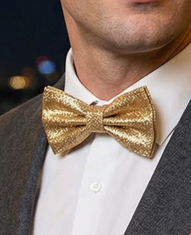Pajarita Con Lentejuelas Dorado n°4 Hombre en Poliéster «Olive»