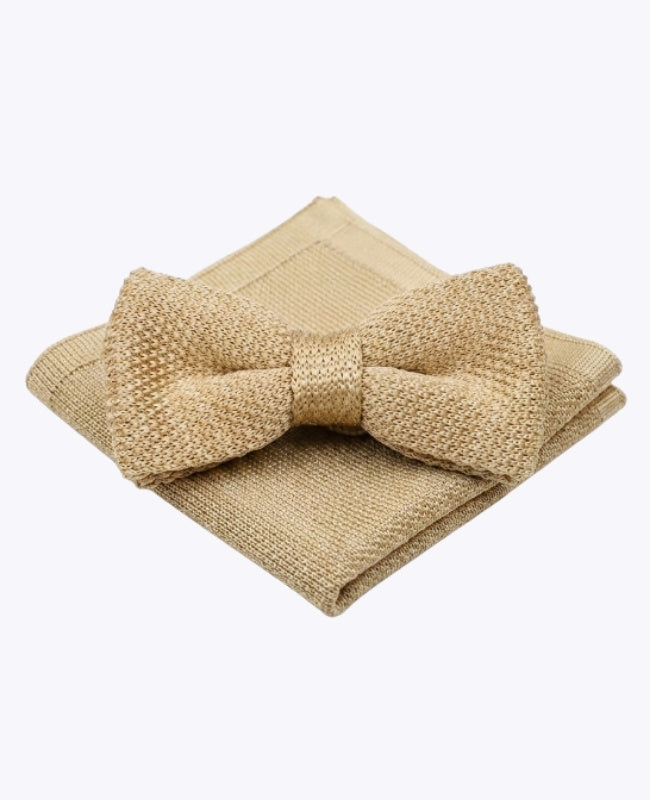 Pajarita + Pañuelo de bolsillo Dorado Hombre en Punto «Léon»