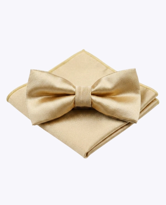 Pajarita + Pañuelo de bolsillo Dorado n°2 Hombre en Poliéster «Jules»