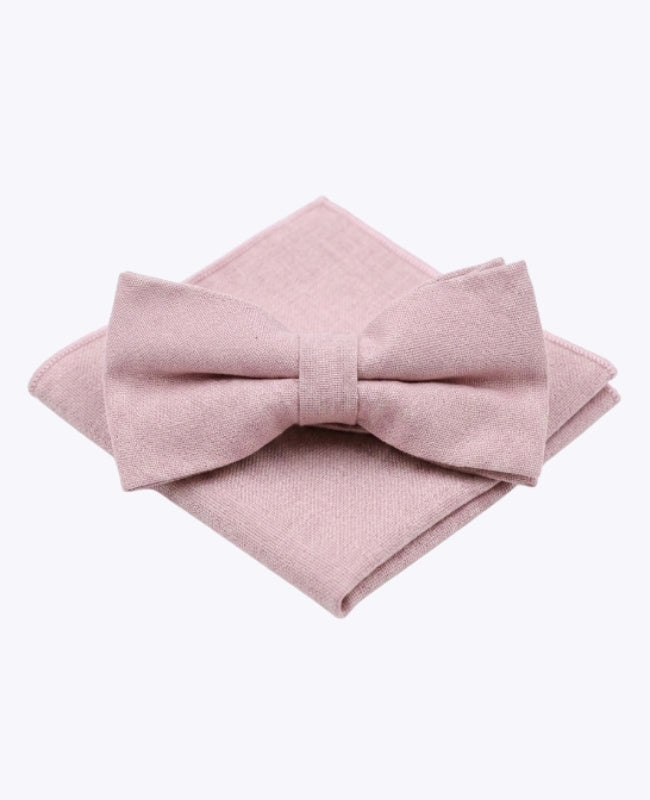 Pajarita + Pañuelo de bolsillo Rosa n°3 Hombre en Algodón «Edgard»