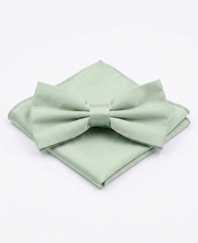 Pajarita + Pañuelo de bolsillo Verde n°1 Hombre en Poliéster «Anatole»